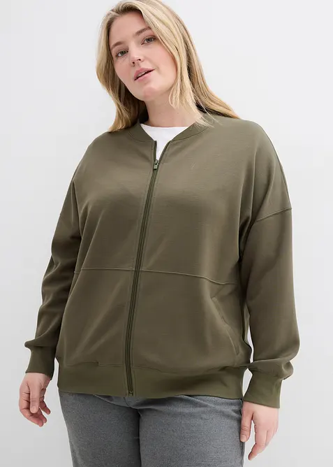Sweat zipp&eacute; oversize en mati&egrave;re n&eacute;opr&egrave;ne, bonprix