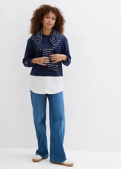 T-shirt avec empi&egrave;cement chemisier, bonprix