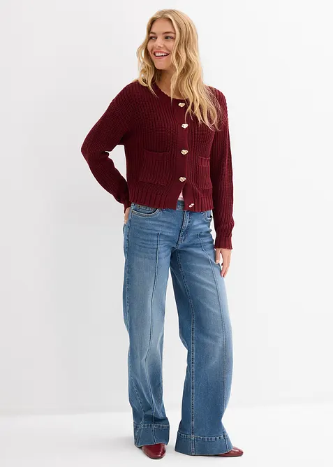 Gilet en grosse maille avec boutons martel&eacute;s, bonprix