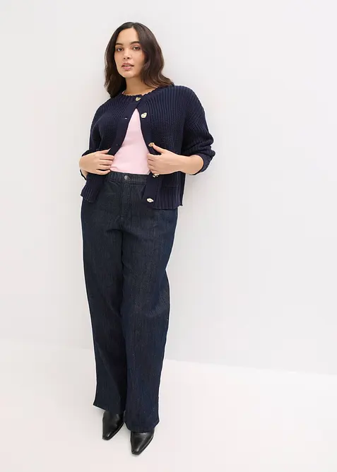 Gilet en grosse maille avec boutons martel&eacute;s, bonprix