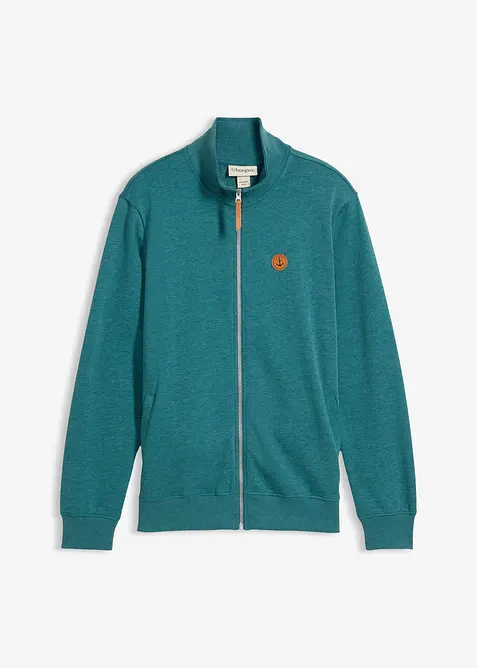 Sweat zipp&eacute; &agrave; col montant et d&eacute;tails enduits, bonprix