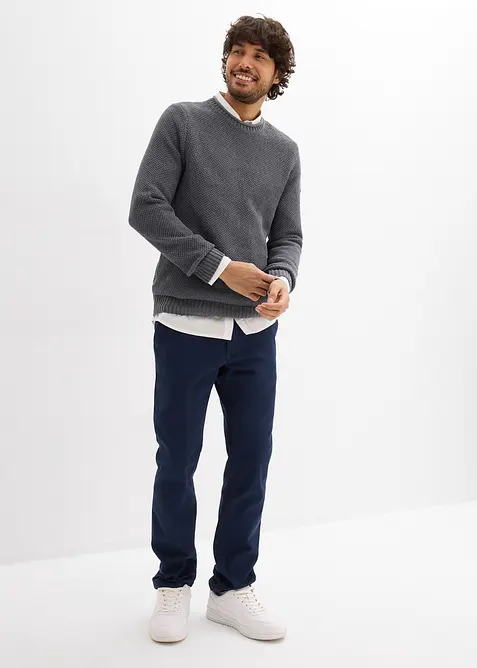 Pantalon chino extensible regular avec taille &eacute;lastique et ceinture, droit, bonprix