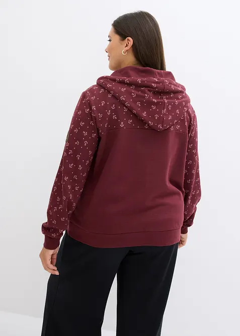 Sweat &agrave; capuche et col zipp&eacute;, 100% coton, bonprix