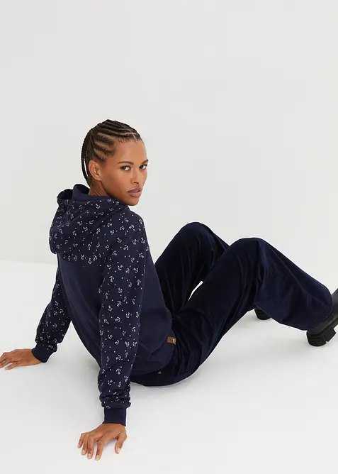 Sweat &agrave; capuche et col zipp&eacute;, 100% coton, bonprix