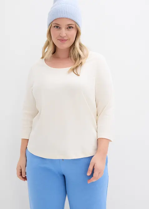 T-shirt manches 3/4 en jersey &eacute;pais 100% coton, bonprix