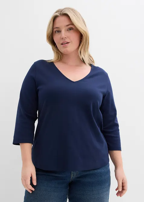 T-shirt manches 3/4 en jersey coton &eacute;pais, bonprix