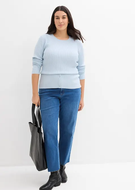 Jean droit, taille mi-haute, cropped, bonprix