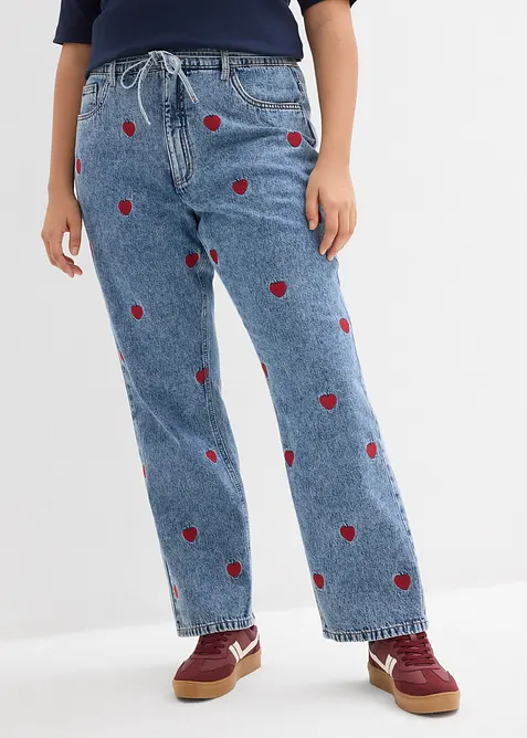 Jean droit et loose, taille haute, bonprix