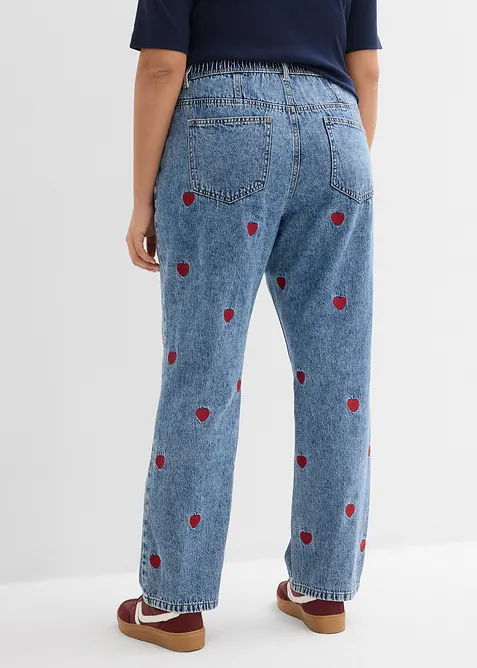 Jean droit et loose, taille haute, bonprix