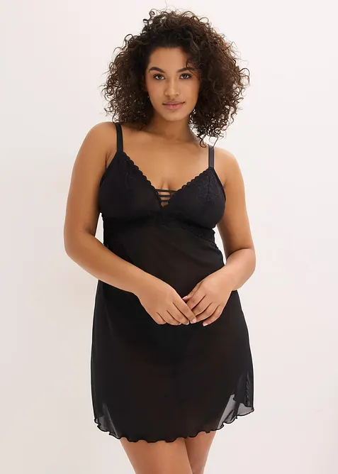 N&eacute;glig&eacute; &agrave; dentelle c&oelig;urs, sans armatures, bonprix