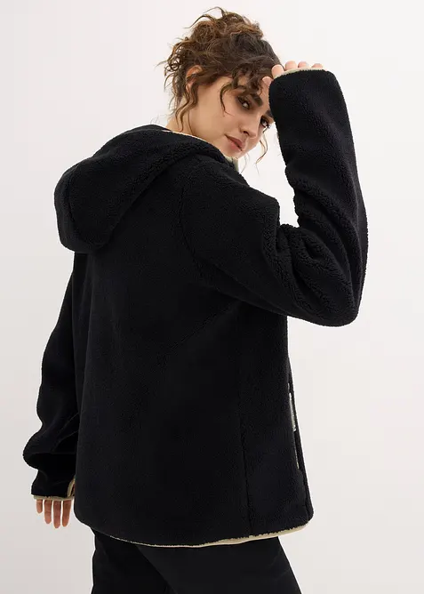 Veste en maille sherpa &agrave; capuche, bonprix