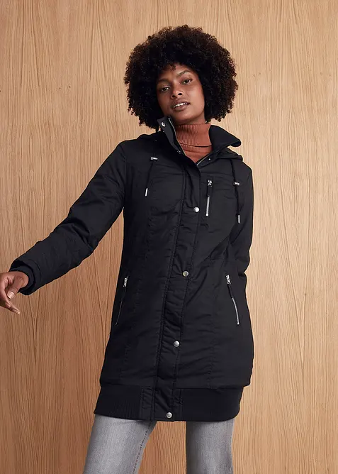 Veste longue &agrave; capuche, rembourr&eacute;e, bonprix