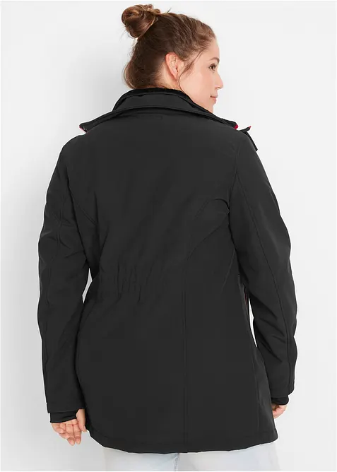 Longue parka en softshell extensible et d&eacute;perlant, bonprix