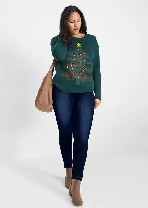 Jegging taille haute en mati&egrave;re thermique l&eacute;g&egrave;rement &eacute;lastique, taille confortable, bonprix