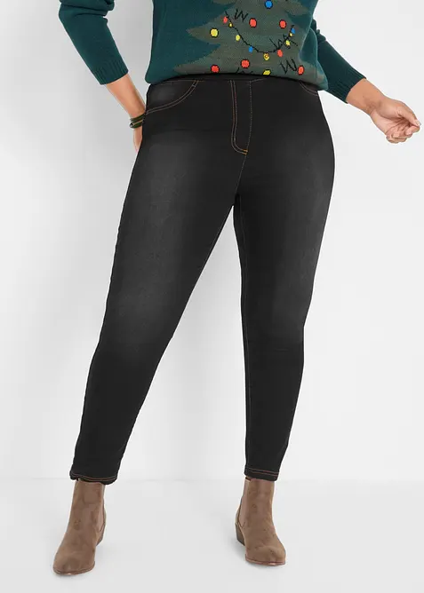 Jegging taille haute en mati&egrave;re thermique l&eacute;g&egrave;rement &eacute;lastique, taille confortable, bonprix