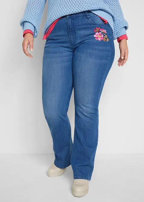 Jean bootcut, taille haute et &eacute;lastiqu&eacute;e, bonprix