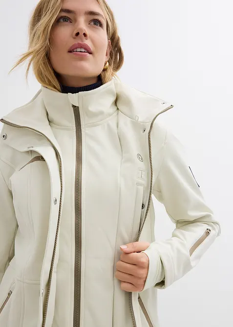 Longue parka en softshell extensible et d&eacute;perlant, bonprix