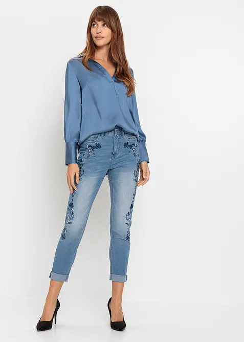 Jean slim taille mi-haute, court, bonprix