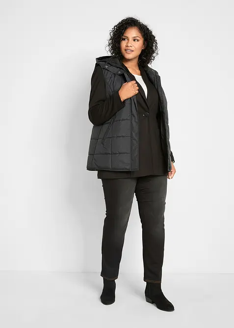 Jean droit taille mi-haute &eacute;lastiqu&eacute;e, doublure chaude, bonprix