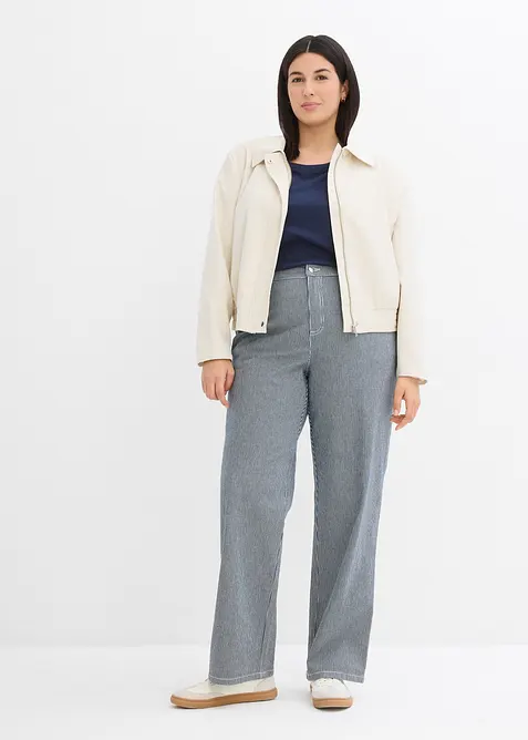 Jean droit loose, taille haute, ray&eacute;, bonprix