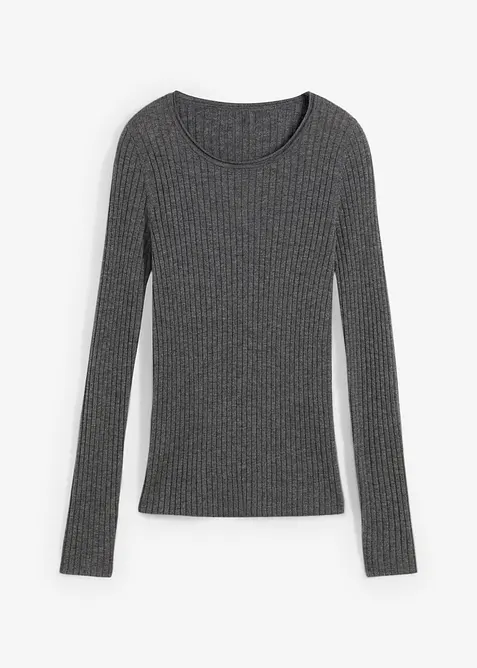 Pull c&ocirc;tel&eacute; en laine m&eacute;rinos, bonprix