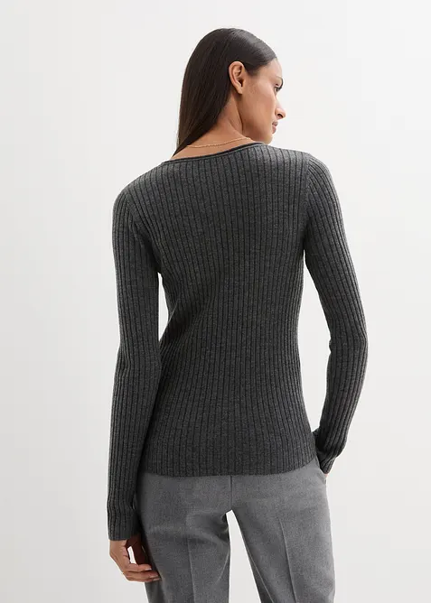 Pull c&ocirc;tel&eacute; en laine m&eacute;rinos, bonprix