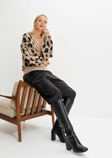 Gilet en maille l&eacute;opard, bonprix