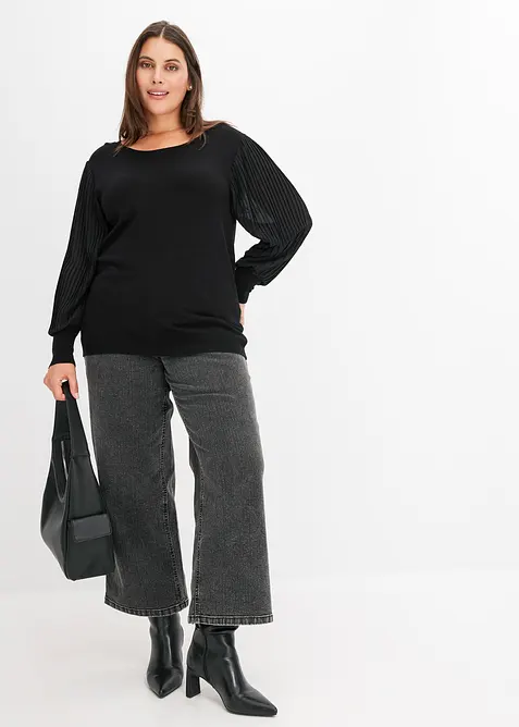 Pull &agrave; manches pliss&eacute;es, bonprix