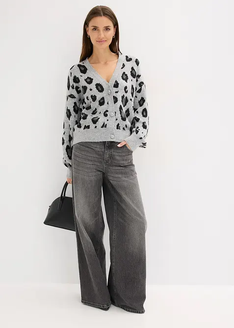 Gilet en maille l&eacute;opard, bonprix