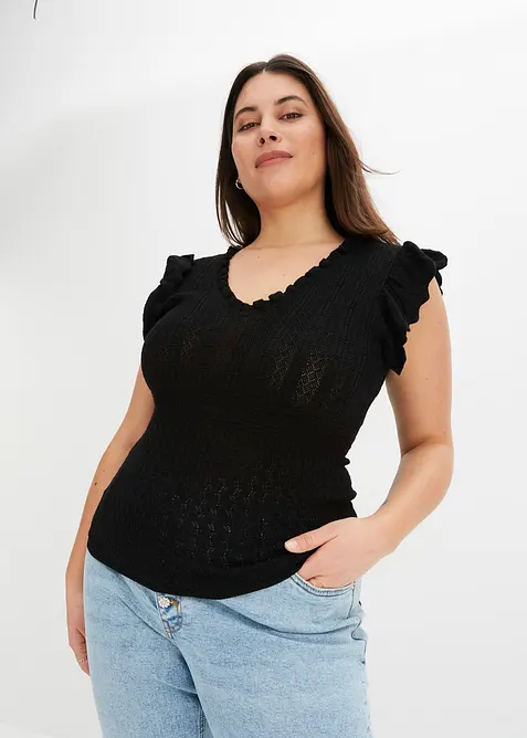 T-shirt doux en maille de viscose m&eacute;lang&eacute;e, bonprix