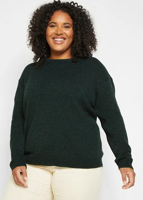 Pull en maille chin&eacute;e &agrave; col rond, bonprix