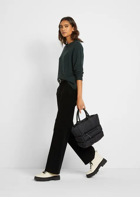 Pull en maille chin&eacute;e &agrave; col rond, bonprix