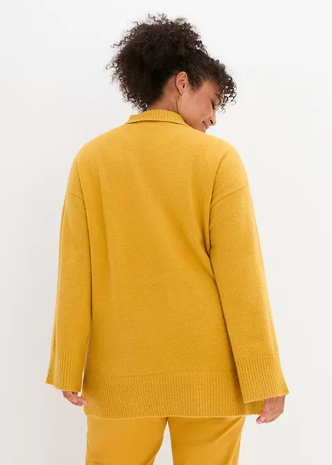 Pull oversize &agrave; col roul&eacute; ouvert et fentes lat&eacute;rales, bonprix