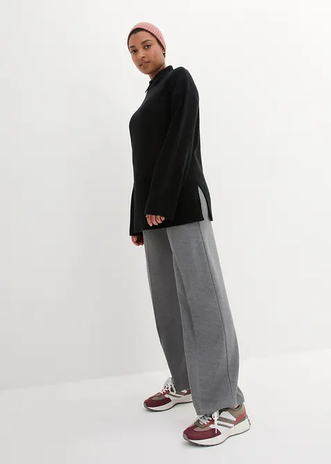 Pull oversize &agrave; col roul&eacute; ouvert et fentes lat&eacute;rales, bonprix