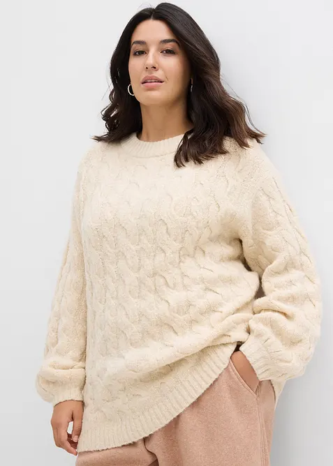 Pull oversize &agrave; motif torsad&eacute;, bonprix