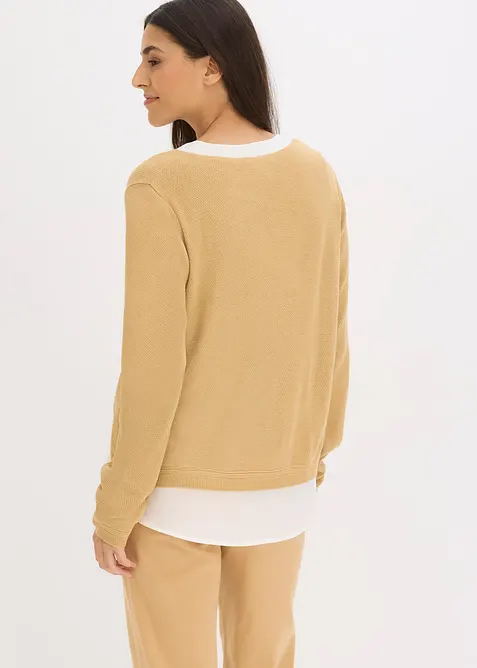 Pull en fine maille avec empi&egrave;cement chemisier, bonprix