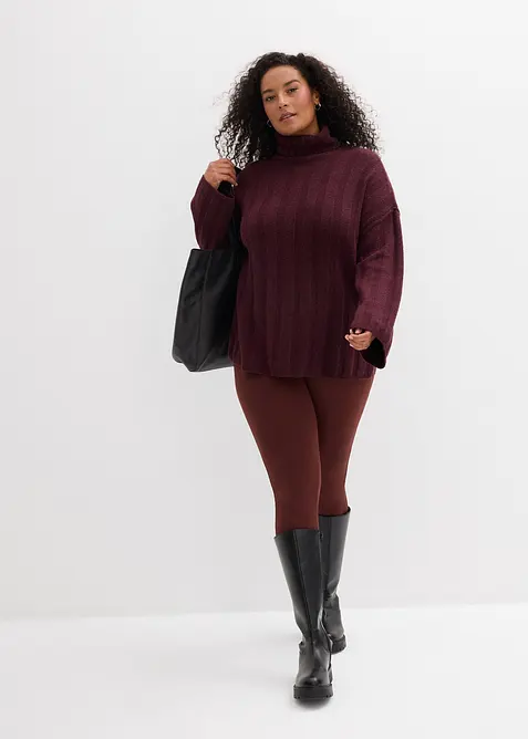 Pull col roul&eacute; en maille c&ocirc;tel&eacute;e, bonprix