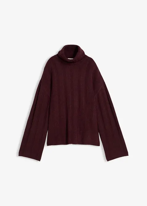 Pull col roul&eacute; en maille c&ocirc;tel&eacute;e, bonprix