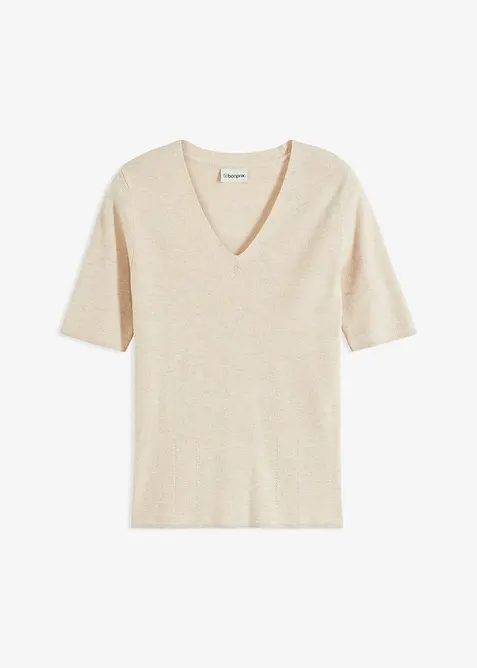 Pull manches courtes c&ocirc;tel&eacute;, bonprix