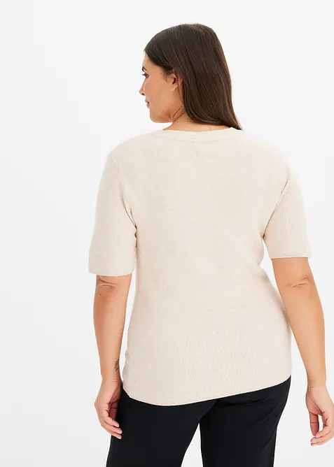 Pull manches courtes c&ocirc;tel&eacute;, bonprix