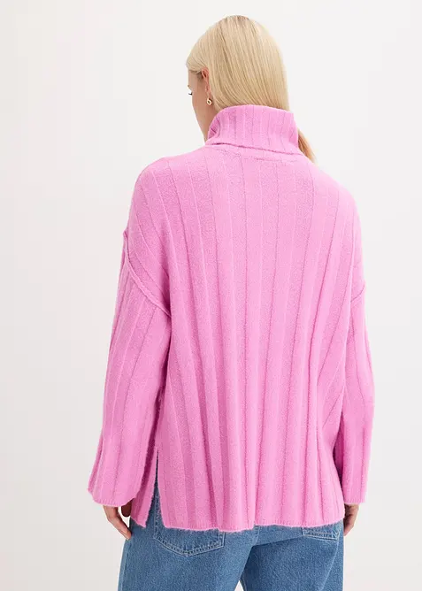 Pull col roul&eacute; en maille c&ocirc;tel&eacute;e, bonprix