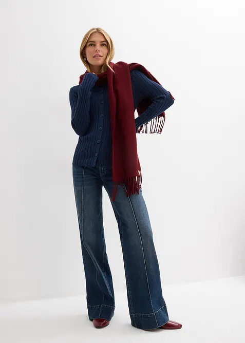 Gilet en maille c&ocirc;tel&eacute;e, bonprix