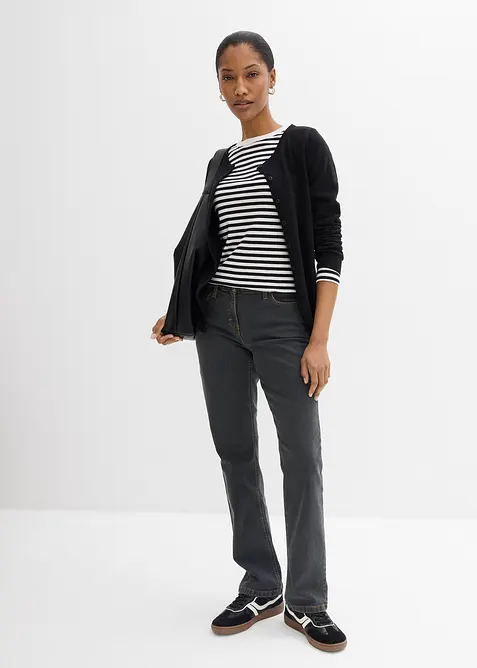 Jean droit taille mi-haute, extensible, bonprix