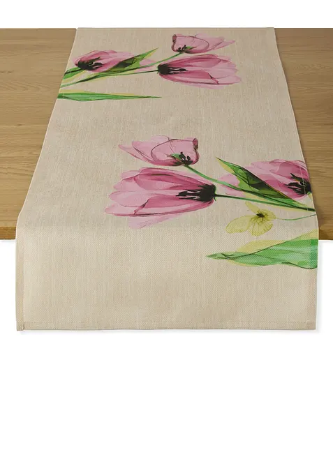 Chemin de table &agrave; imprim&eacute; tulipes, bonprix