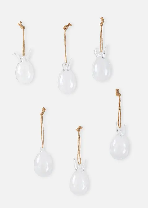 Lot de 6&nbsp;lapins &agrave; suspendre en verre, bonprix