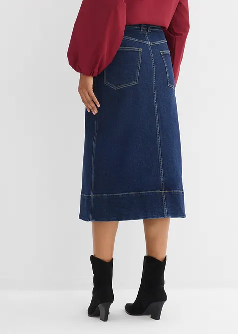 Jupe midi en jean avec boutons, bonprix