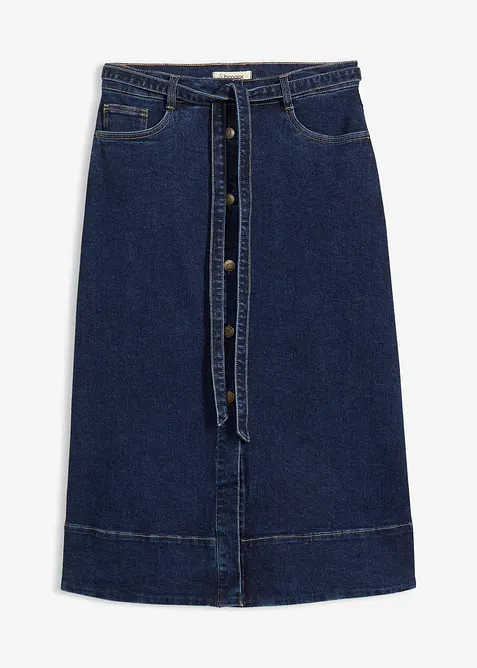Jupe midi en jean avec boutons, bonprix