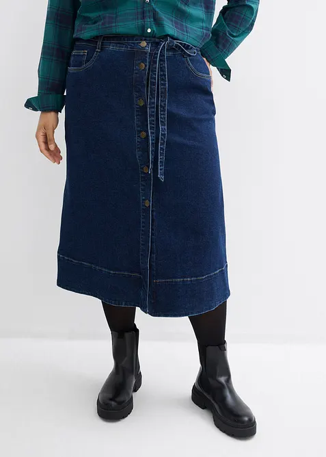 Jupe midi en jean avec boutons, bonprix