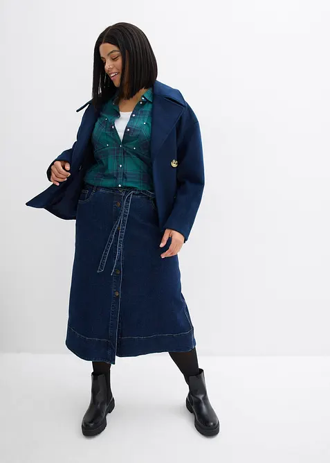 Jupe midi en jean avec boutons, bonprix