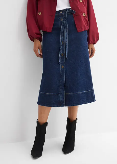 Jupe midi en jean avec boutons, bonprix